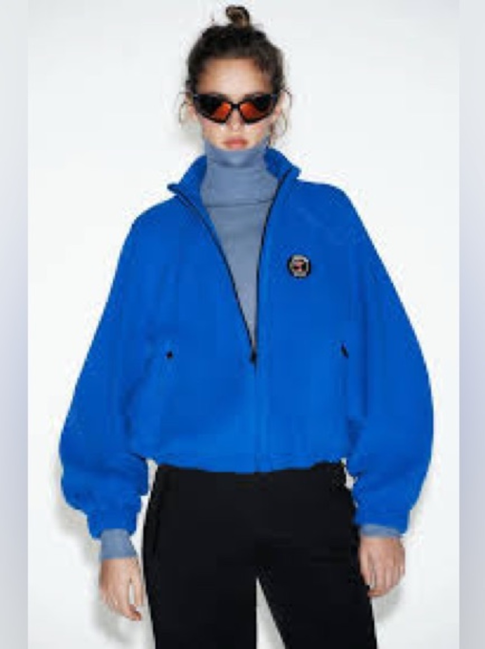 NWT Zara Ski Collection Gstaad Oversized Fleece Jacket Blue XS–M